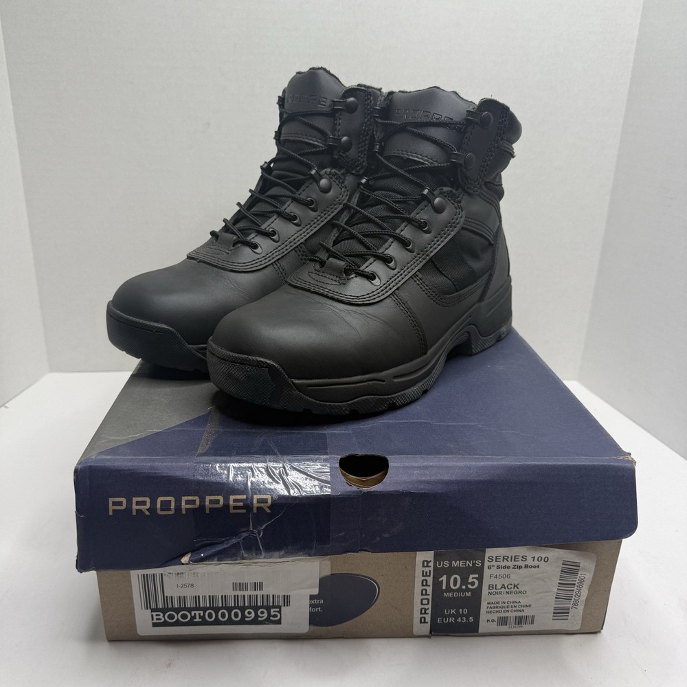 Propper Series 100 F4506 Men’s 10.5 M 6” Side Zip Tactical Duty Boots Black